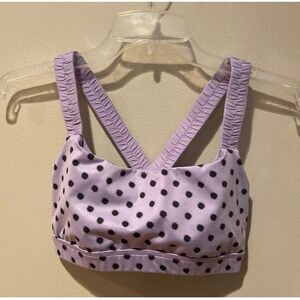 Womens Lululemon High Noon Dot Lilac Black Inner Heart Sports Bra Size 8